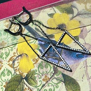 Crystal and silver tone drop earrings